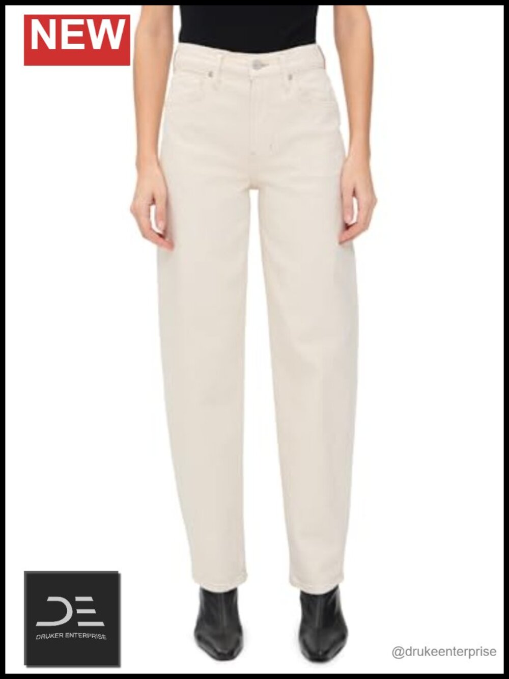 High-Waisted Boot Cut Wide-Leg Jeans Non-Stretch Cotton